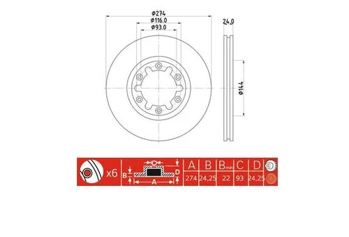 IOTO 10804 -30303 FREN DİSKİ ÖN 274 MM. MAZDA B2500 1999- 4WD ürün görseli 1