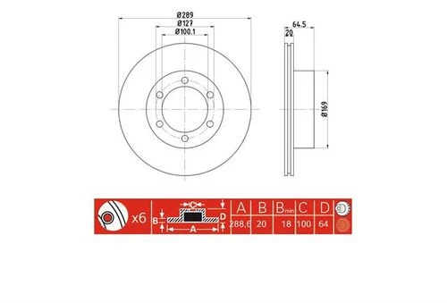 IOTO 10104 -30302 Fren Diski Ön 289 Mm. Hilux Ln106 4Wd 1989-2004 465404449 ürün görseli 1