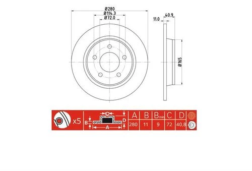 IOTO 10801 -30306 FREN DİSKİ ARKA 280 MM. MAZDA 3 SERİSİ 2003-- ürün görseli 1