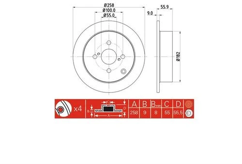 IOTO 10101 -30307 Fren Diski Arka 258 Mm. Corolla Uyumlu 1.4/1.6 16V Vvtı 2002-2006 ürün görseli 1