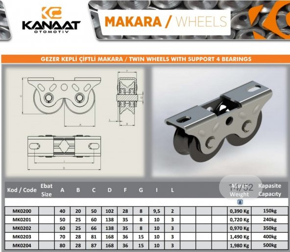 çiftli makara 60mm (20 ADET)
