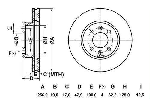 MGA 50246 FREN DİSKİ ÖN GETZ 02- DIZEL HAVALI 256mm ürün görseli 1
