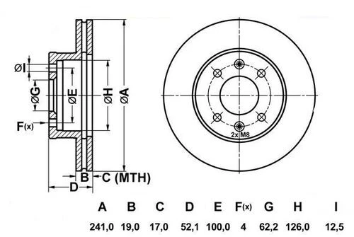 MGA 50229 FREN DİSKİ ÖN ACCENT MILENYUM ADMIRE 00-06  HAVALI 241m ürün görseli 1