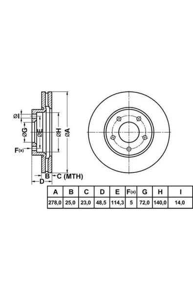 50315 Fren Diski Ön Mazda 3 03-10 Mazda 5 05- Havalı 276mm ürün görseli 1