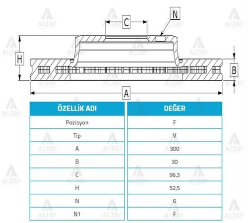Maher 03696 Fren Diski H-1 08-14 Minibüs Ön Havalı 300-6 517124h500 ürün görseli 1