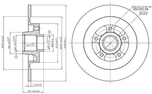 MGA 50427 Fren Diski Arka Laguna III 07- Latitude 11- Rulmanlı Düz 300Mm ürün görseli 1