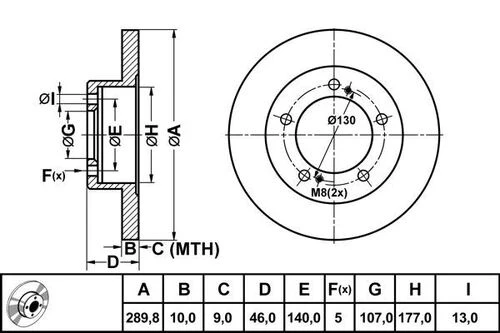 Mga 50384 Fren Disk Ön Düz 290-5 Suzuki Samurai Sj50 Sj413 88-01 5521180000000 ürün görseli 1