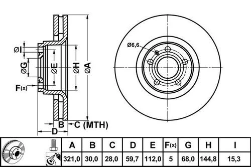 Mga 50350 Ön Fren Diski-321x30 5x112 A6 05-10 4f0615301e ürün görseli 1