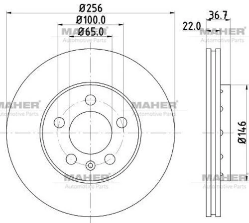 MAHER 3693 Fren Diski Golf4 A3 Toledo Polo Oct Fabia 98= Ön 256Mm