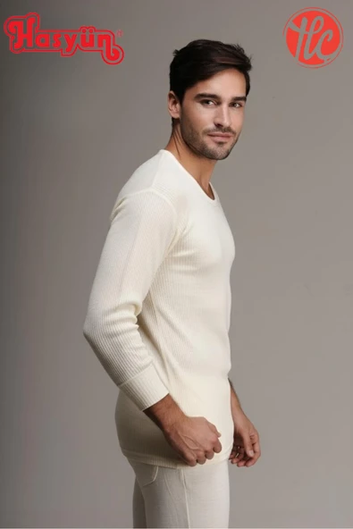 Hasyün Erkek Ter Emici Kaşındırmaz %100 Yün Uzun Kollu İçlik - 3