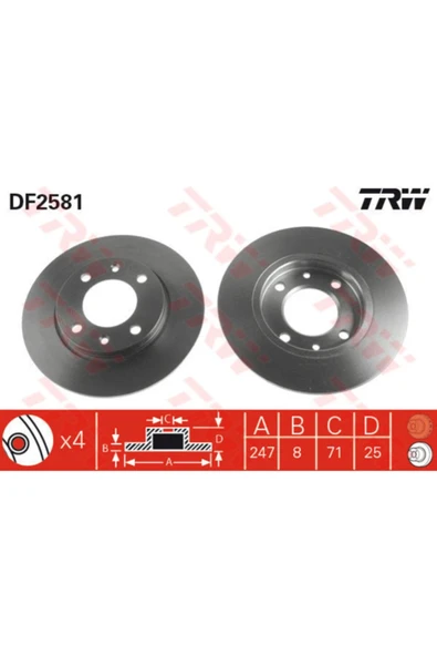 -df2581 Arka Fren Diski Takım Çift Fiyatıdır Düz 247mm... ürün görseli 1