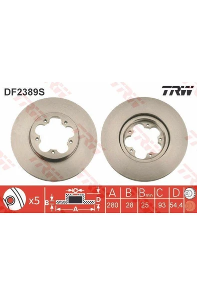 DF2389S FREN DİSKİ ÖN TRANSIT V184 06- TRANSIT V347 06- ÖNDEN ürün görseli 1