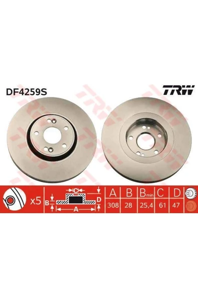 Fren Dıskı Ön Laguna Iı 01- 308x28 5 Delık Havalı uyumlu