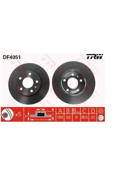 FREN DISK ARKA 264MM DOLU ( OPEL   ASTRA G / H 5 BIJON ) ürün görseli 1