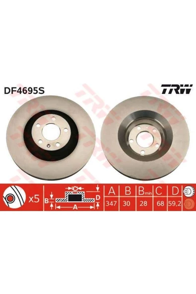 Df4695s Fren Diski Ön A6 04- Havalı ürün görseli 1