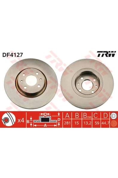 Df4127 Fren Diski Ön Lybra 99-05 281×15×13.2xhavalı