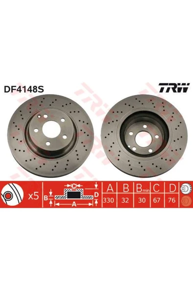 DF4148S FREN DİSKİ ÖN 5D 330mm W220 C215 98-06 ürün görseli