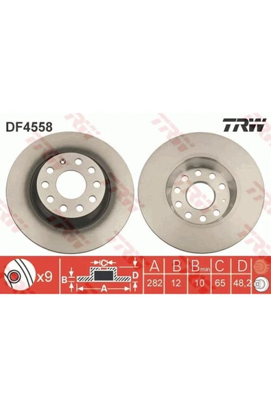 DF4558 FREN DİSKİ ARKA GOLF V 03- GOLF VI 08- EOS 06- JETTA I ürün görseli 1
