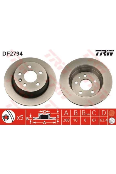 Fren Diski Arka Vıto W638 96 Düz 280mm ürün görseli 1