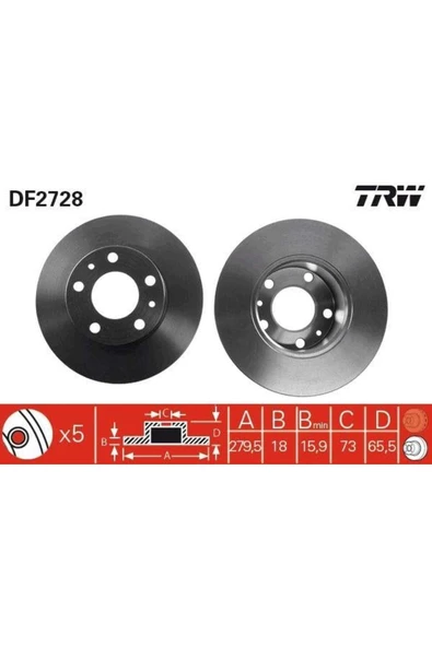 Ön Fren Diski Boxer 94-4.02 Jumper 94-4.02 Ducato 94/4.02 280x18x5dl 1.4q Uyumlu ürün görseli 1
