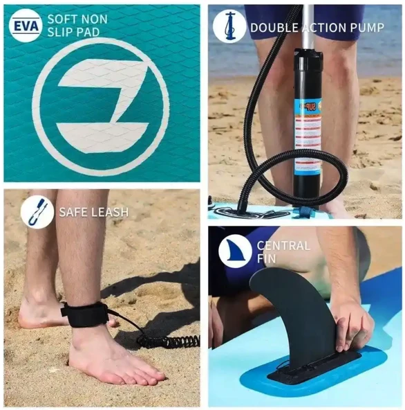 2 Yıl Garantili Hitabay Sup Paddle Board 335x84cm Şişme Sörf Tahtası D-ring Kamera Bağlantı Full Set - Resim 3