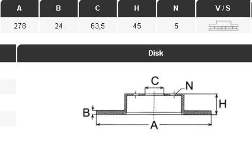 YAVUZSAN 13121 Fren Diski Ön Tourneo Connect 02- Transit Connect 02- 278×24×63,5 5 Bijon ürün görseli 1