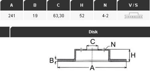 Yavuzsan 16111 Ön Fren Diski Accent 00-03 Mııenıum 1.3-1.3ı-12v 1.5ı-16v 241 19 4dl Havalı Adet 5171225010 ürün görseli 1