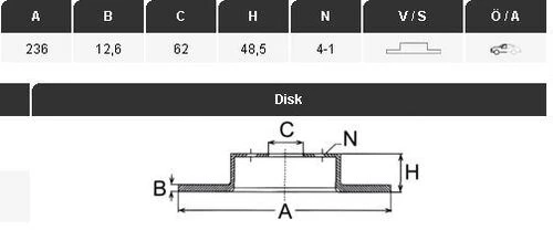 Yavuzsan 31030 Ön Fren Diski Favorit Forman 93-96 Ym 236 12.8 4dl Adet 002415019 ürün görseli 1