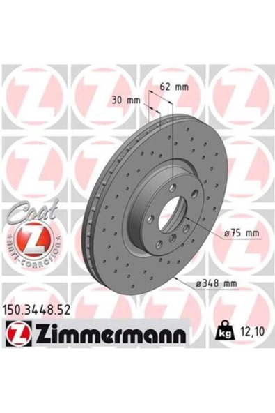 150.3448.52 Ön Fren Diski Bmw X5 E70 3.0d 07-08-x5 E70 08 X6 E71-e72 08 Delikli 98647943 ürün görseli 1