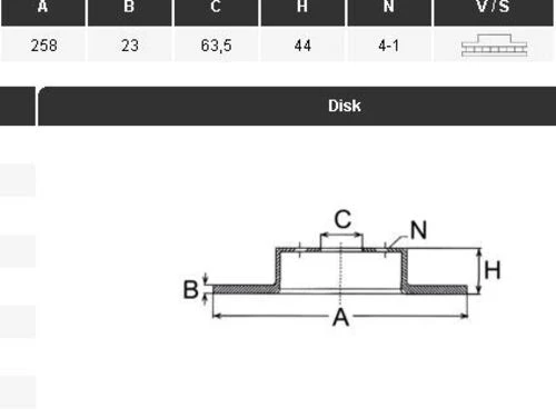 YAVUZSAN 13402 Fren Diski Ön Fiesta VI 08- 258×23×63,5 4 Bijon ürün görseli 1