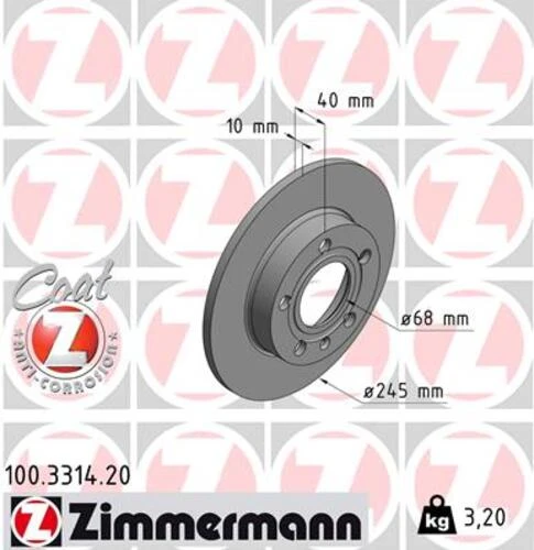 Zimmermann 100.3314.20 Arka Fren Diski Audi A4 8e2.b6 11 00 A4 Avant 8e5.b6 09 01 Seat Exeo 09 245x9.9x10dl 986478986-df4186 8e0615601b ürün görseli 1