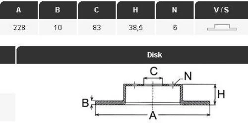 YAVUZSAN 30006 Fren Diski R12-Torosr4R18 Ön (228×10×6Dl) Ad. ürün görseli 1