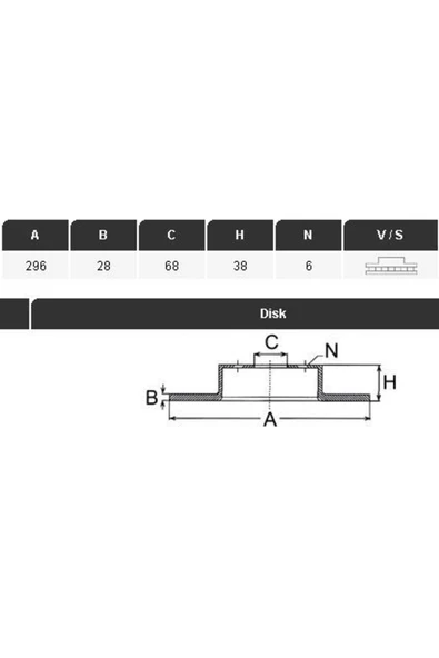 26353 Fren Diski Ön Navara 14- Np300 08- Pathfınder 05- 296×28×68 6 Bijon ürün görseli 1