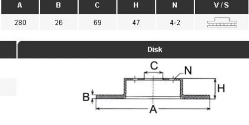 YAVUZSAN 16358 Fren Diski Ön Sonata IV 98- Elantra 00- / Magentıs 01- 280×26×69 4 Bijon ürün görseli 1