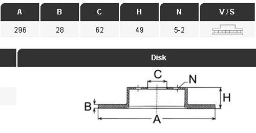 YAVUZSAN 34380 Fren Diski Ön Camry 06-11 Rav4 05-12 296×28×62 5 Bijon ürün görseli 1