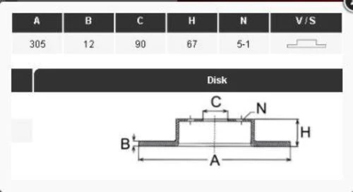 YAVUZSAN 30186 Fren Diski Arka Master II 98- / Movano A 98- / Interstar 02- 305×12×90 5 Bijon ürün görseli 1