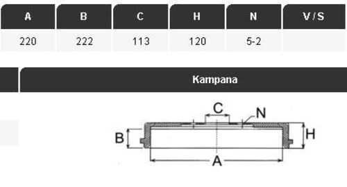 Yavuzsan 16183 Arka Kampana H100 Kamyonet 93-04 2.5d Çift Teker 220x222x5dl 5276144101