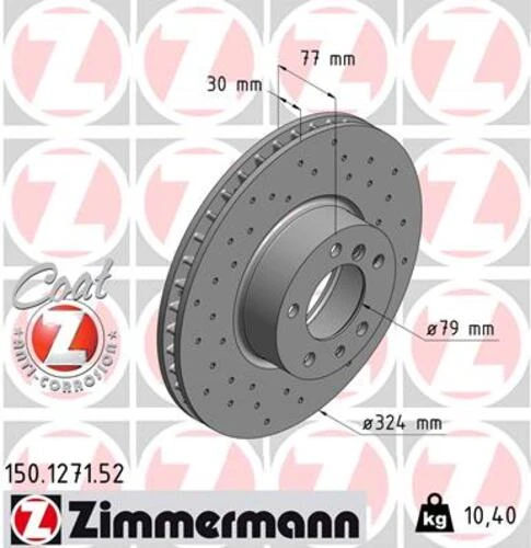 Zimmermann 150.1271.52 Fren Diski Ön Bmw E39 E32 E38 E31 Delikli 34116757747 ürün görseli