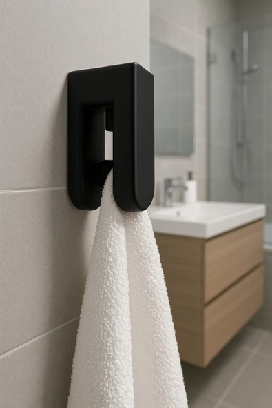 2'li Yapışkanlı Mutfak Banyo Bornoz Havlu Askılığı - Otomatik Tutup Bırakmalı Havlu Tutacağı