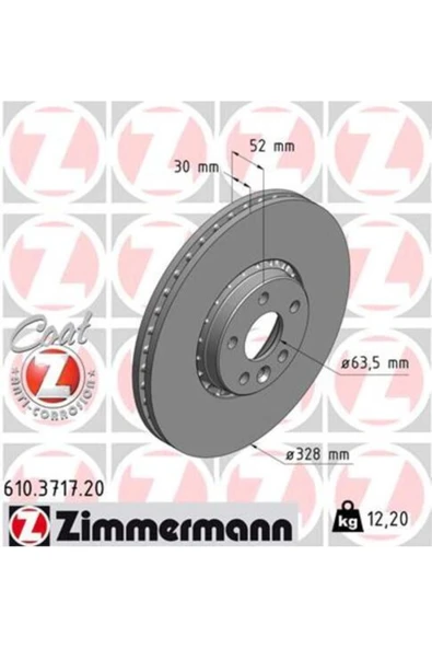 610.3717.20 Ön Fren Diski Adet Volvo Xc60 D3 D4 D5 2.4d 2.0t 3.2 T5 T6 2008 2017 Cap328x ürün görseli 1
