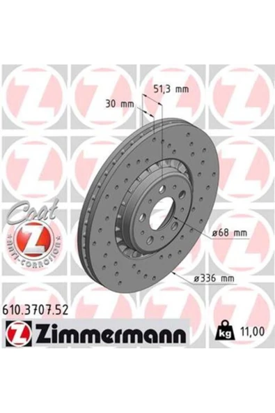 610.3707.52 Ön Fren Diski Havalı Adet Volvo Xc90 2.5t-d5-t6 2002-2014 17 Jant 335.8x30x5 ürün görseli 1