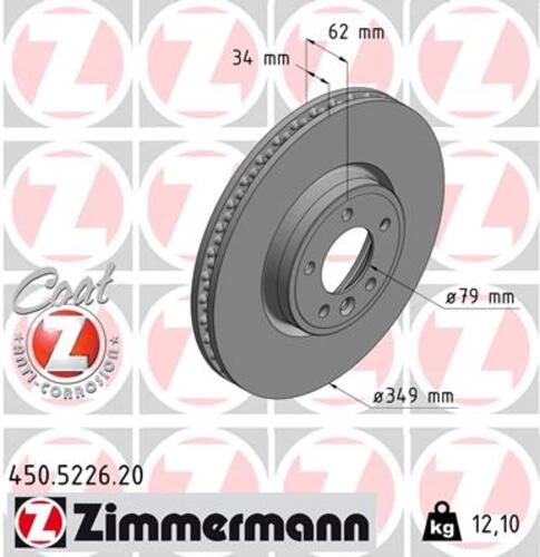 Zimmermann 450.5226.20 Fren Diski Ön 18 İnç Range Rover Sport 2 L494 13 16 Range Rover 4 Vogue L405 12 Discovery 5 L462 16 Lr081594 ürün görseli