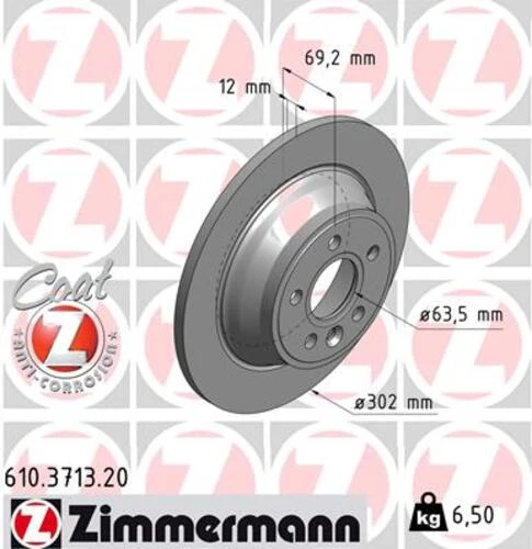 Zimmermann 610.3713.20 Arka Fren Disk Aynası Volvo V70 Iıı 07 D4 13 S80 Iı 2.0 3.2 2.0tdı 08 Xc70 06 30769058