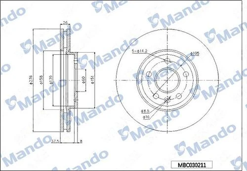 MANDO MBC030211 Disk Ön (Ad) Astra.J-Cruze 15Jant