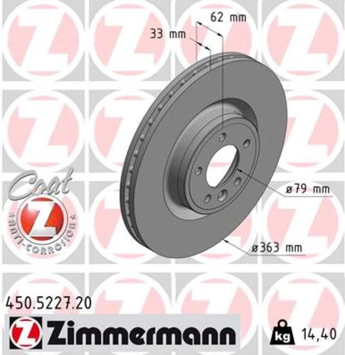 Zimmermann 450.5227.20 Fren Diski Ön 19 İnç Range Rover Sport 2 L494 13 16 Range Rover 4 Vogue L405 12 Discovery 5 L462 16 Lr098967 ürün görseli 1