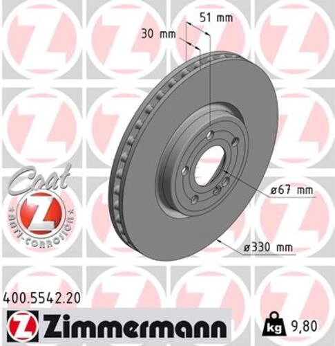 Zimmermann 400.5542.20 Fren Diski Ön Mercedes W177 V177 W247 C118 X118 H247 X247 A2474211912 ürün görseli 1