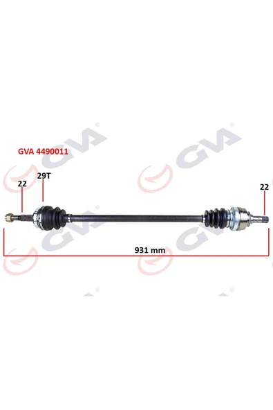 GVA 4490011 Komple Aks Sağ Corsa B 1.2i 16v 93-00 Abs Li 926mm 29diş