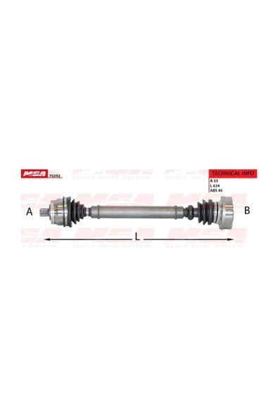 MGA 70392 Aks Komple Sag-(vw: Passataudi: A4 1,8 1,8t) - - - 1