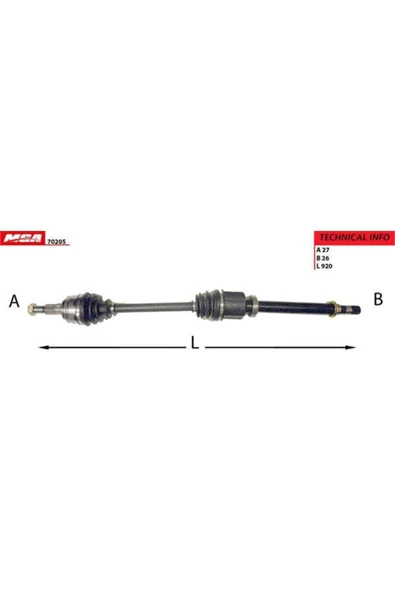 MGA 70205  Aks Sağ Kangoo Iıı 1.6 1.5 Dcı 08- Kangoo Express 08- ürün görseli