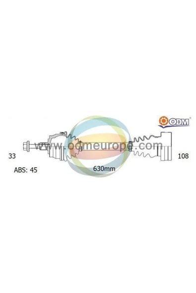 Odm AD88007A Ön Aks Passat A4 96-01 1,8-1,8t Sag Komple (33x633x108 45t) Absli (adr- Aeb-apt) 45w - 1
